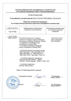 2019.04.04 Солнечногорск - Приложение к сертификату устройства поворотные, откидные, поворотно-откидные, взломоустойчивые. ГОСТ 30777-2012