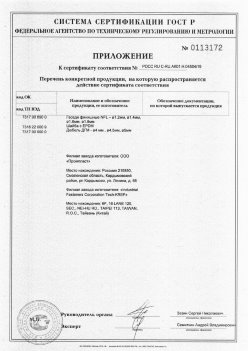 2019.11.16 Солнечногорск - Приложение к сертификату Изделия крепежные из металла, торговая марка Tech-KREP. Серийный выпуск